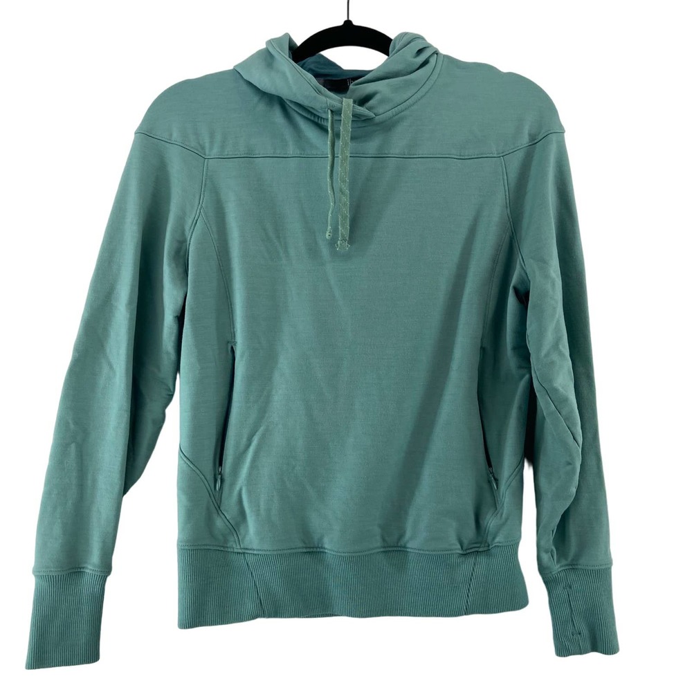 Ibex Blue Hooded Merino Wool Sweatshirt Sz Small